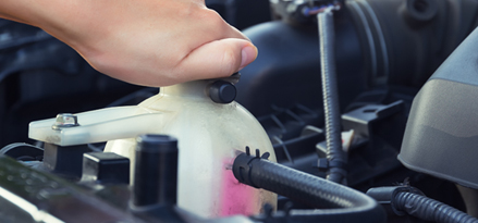 Banner showing person checking coolant