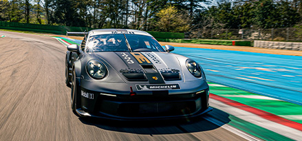 Porsche GT3 Cup car driving on track