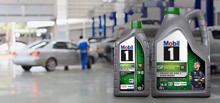 Mobil 1 ESP 5W-30 in garage banner